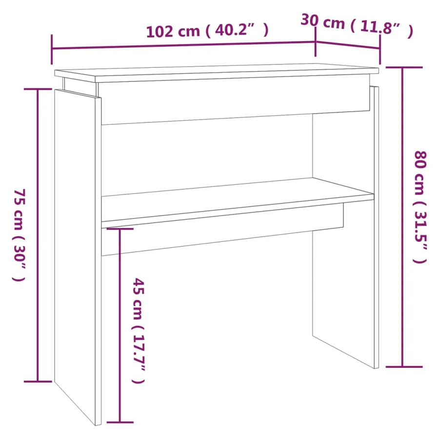 Table console Chêne fumé 102x30x80 cm Bois d'ingénierie - 6