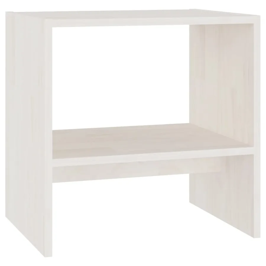 Table de chevet Blanc 40x30,5x40 cm Bois de pin massif - 2