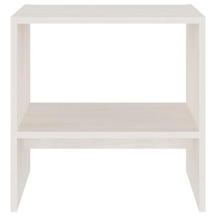Table de chevet Blanc 40x30,5x40 cm Bois de pin massif - 5