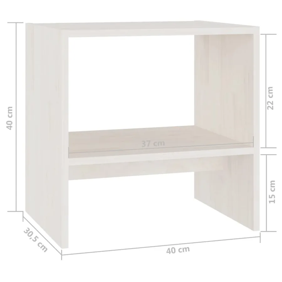 Table de chevet Blanc 40x30,5x40 cm Bois de pin massif - 8