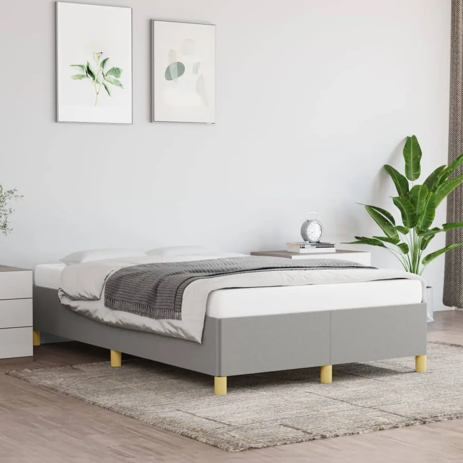 Cadre de lit sans matelas gris clair 120x200 cm tissu