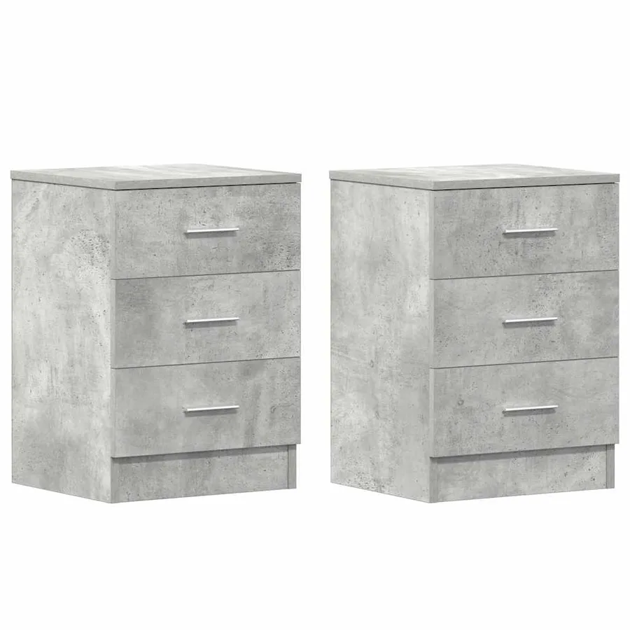 Tables de chevet 2 pcs Gris béton 38x35x56 cm Bois d'ingénierie - 2