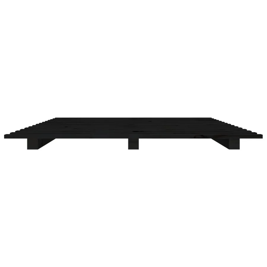 Cadre de lit sans matelas noir 90x190 cm bois de pin massif - 5