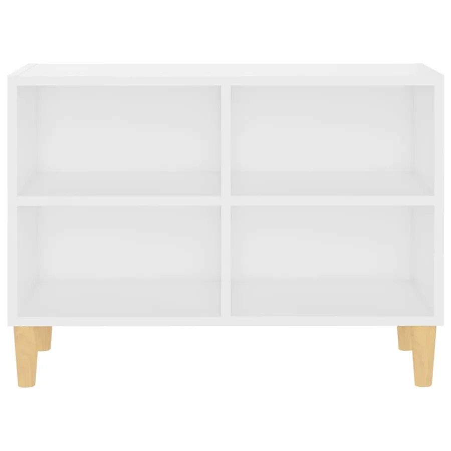Meuble TV avec pieds en bois massif Blanc 69,5x30x50 cm - 3