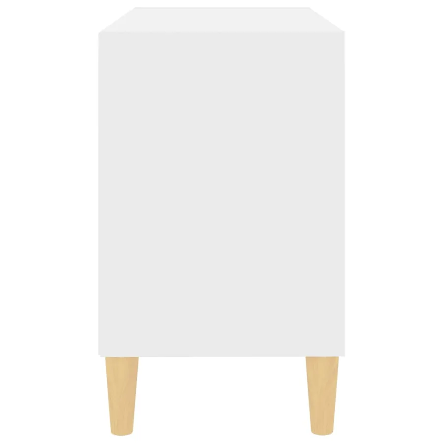 Meuble TV avec pieds en bois massif Blanc 69,5x30x50 cm - 4