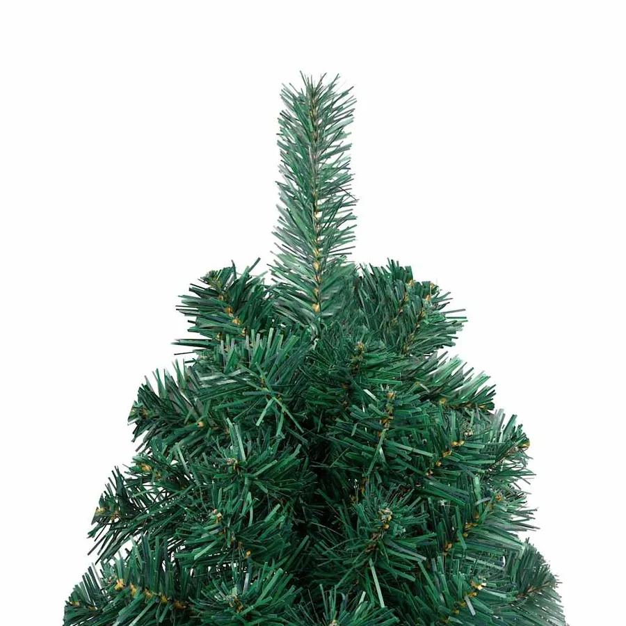 Demi-arbre de Noël artificiel pré-éclairé et boules vert 210 cm - 5