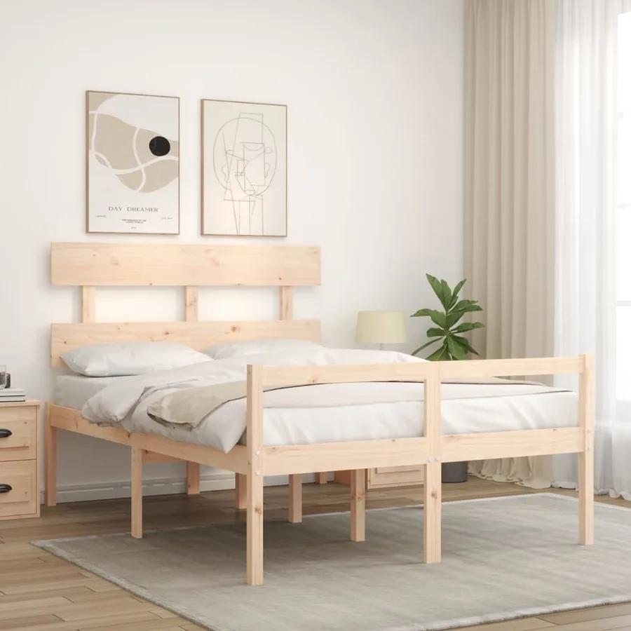 Lit pour personne âgée sans matelas 140x190 cm bois massif - 3