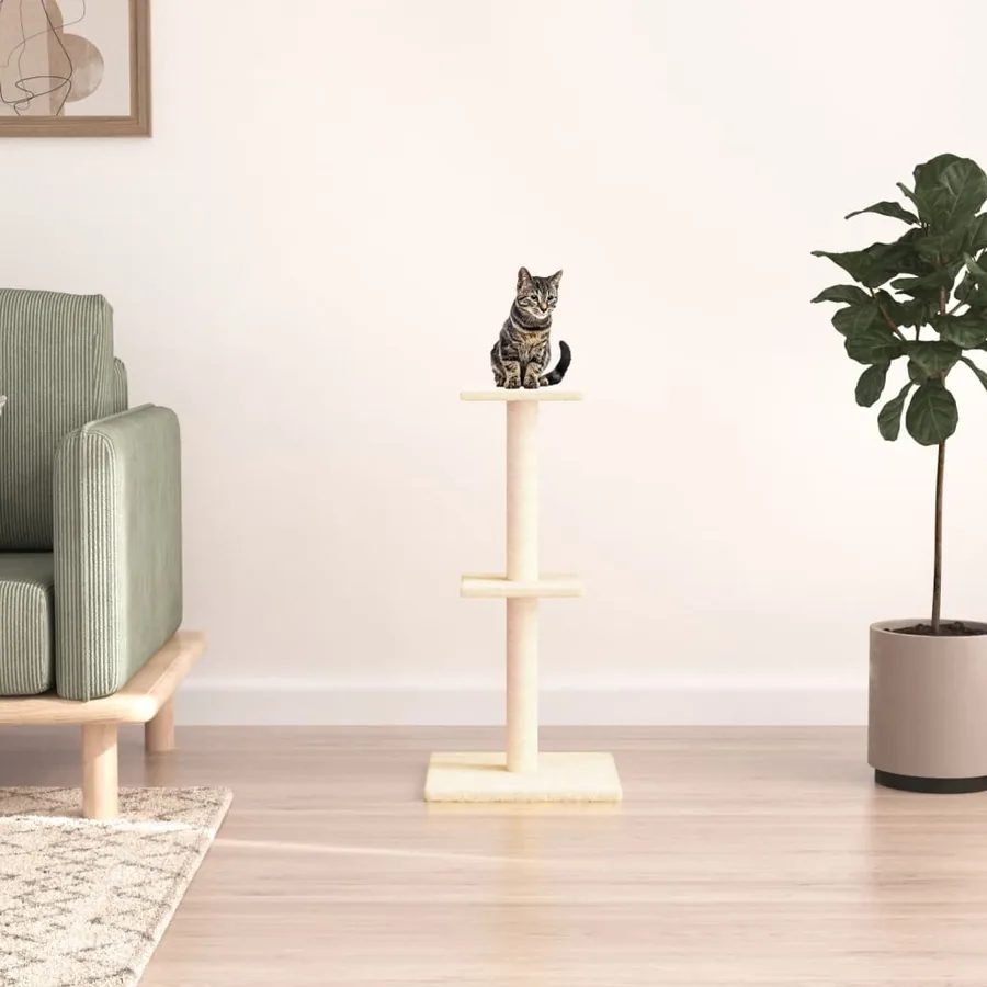 Arbre à chat avec griffoirs en sisal crème 73 cm