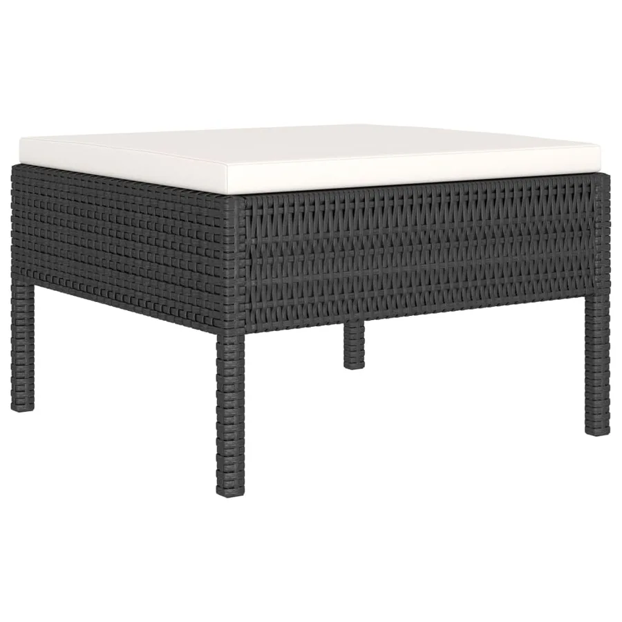 Salon de jardin 6 pcs avec coussins résine tressée noir - 4