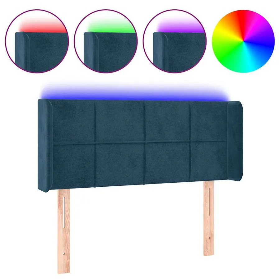 Tête de lit à LED Bleu foncé 83x16x78/88 cm Velours - 2