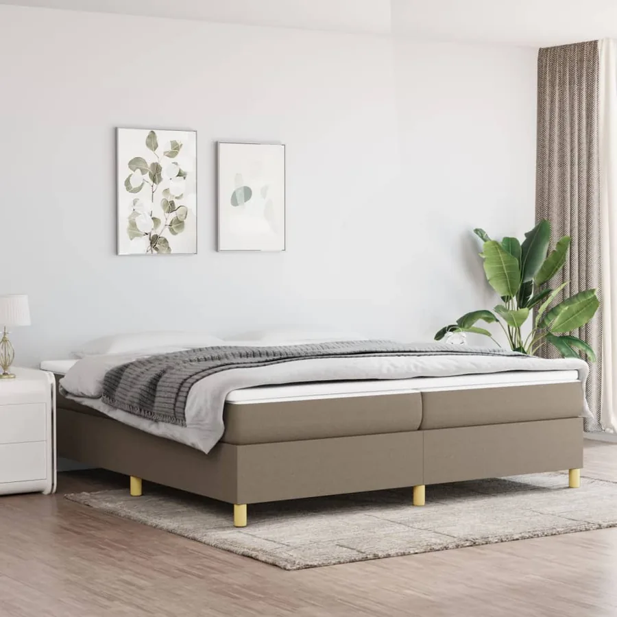 Cadre de lit à lattes taupe 200x200 cm tissu