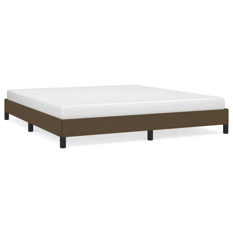 Cadre de lit sans matelas marron foncé 180x200 cm tissu - 2