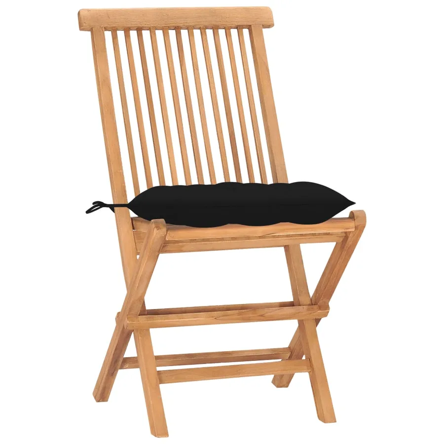Ensemble à manger d'extérieur pliable coussin 3pcs Teck massif - 3