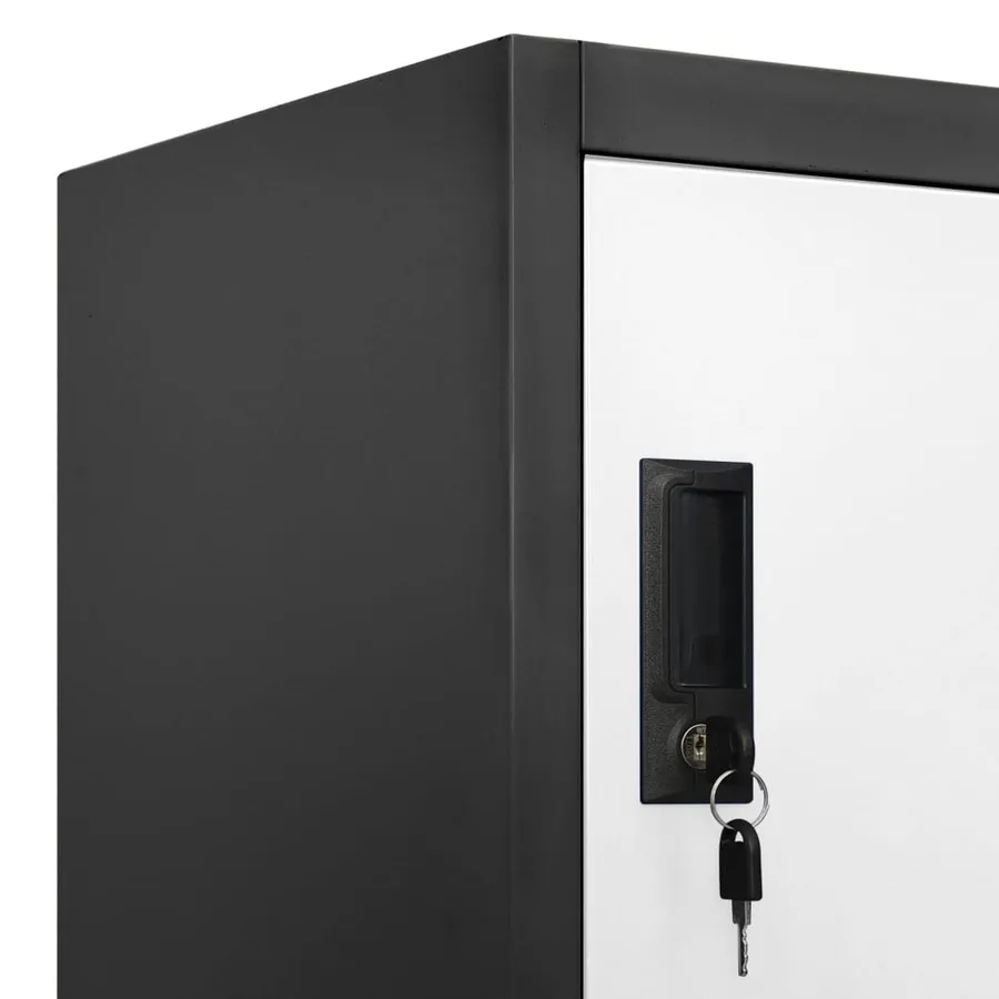 Armoire à casiers Anthracite et blanc 90x45x180 cm Acier - 7