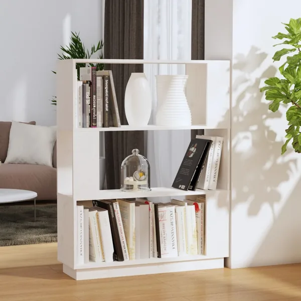 Bibliothèque/Séparateur de pièce Blanc 80x25x101 cm Pin massif