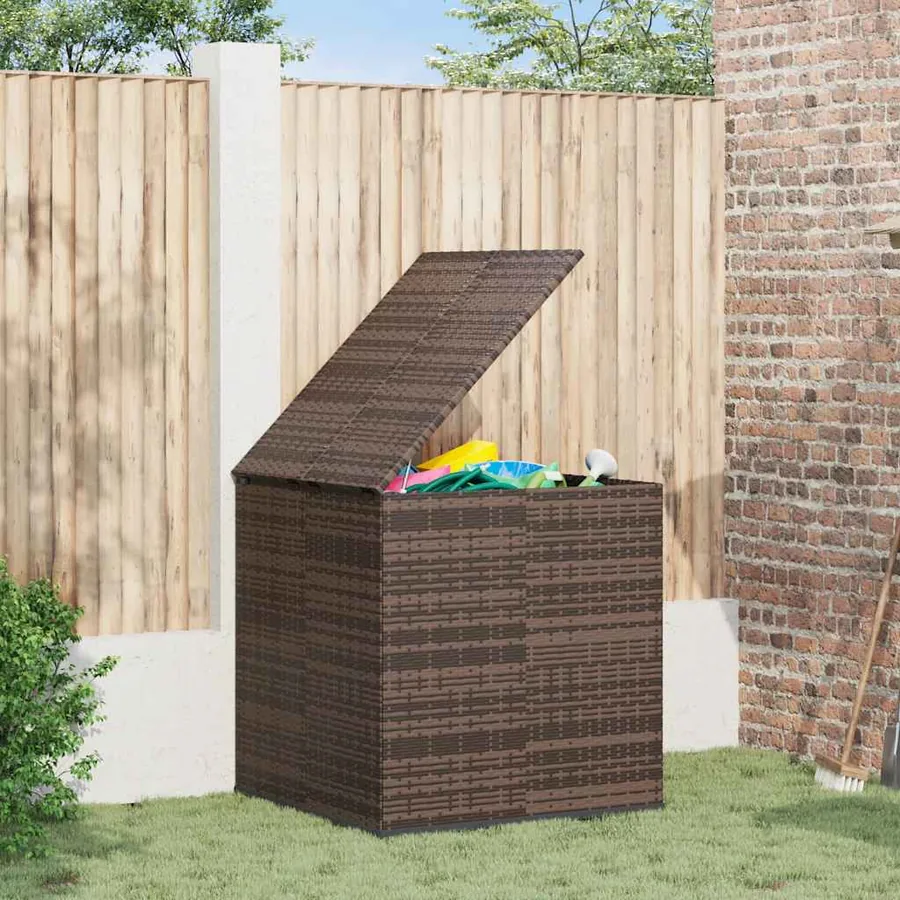Boîte à coussins de jardin Résine tressée 100x97,5x104cm Marron