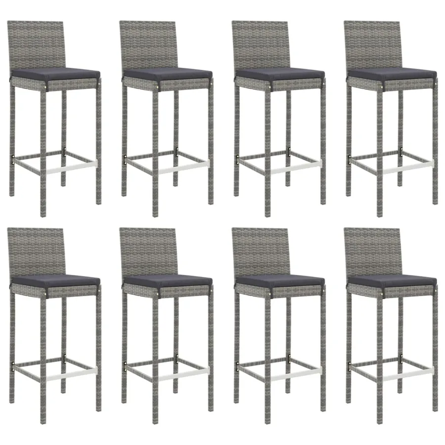 Ensemble de bar de jardin 9 pcs avec coussins gris poly rotin - 4