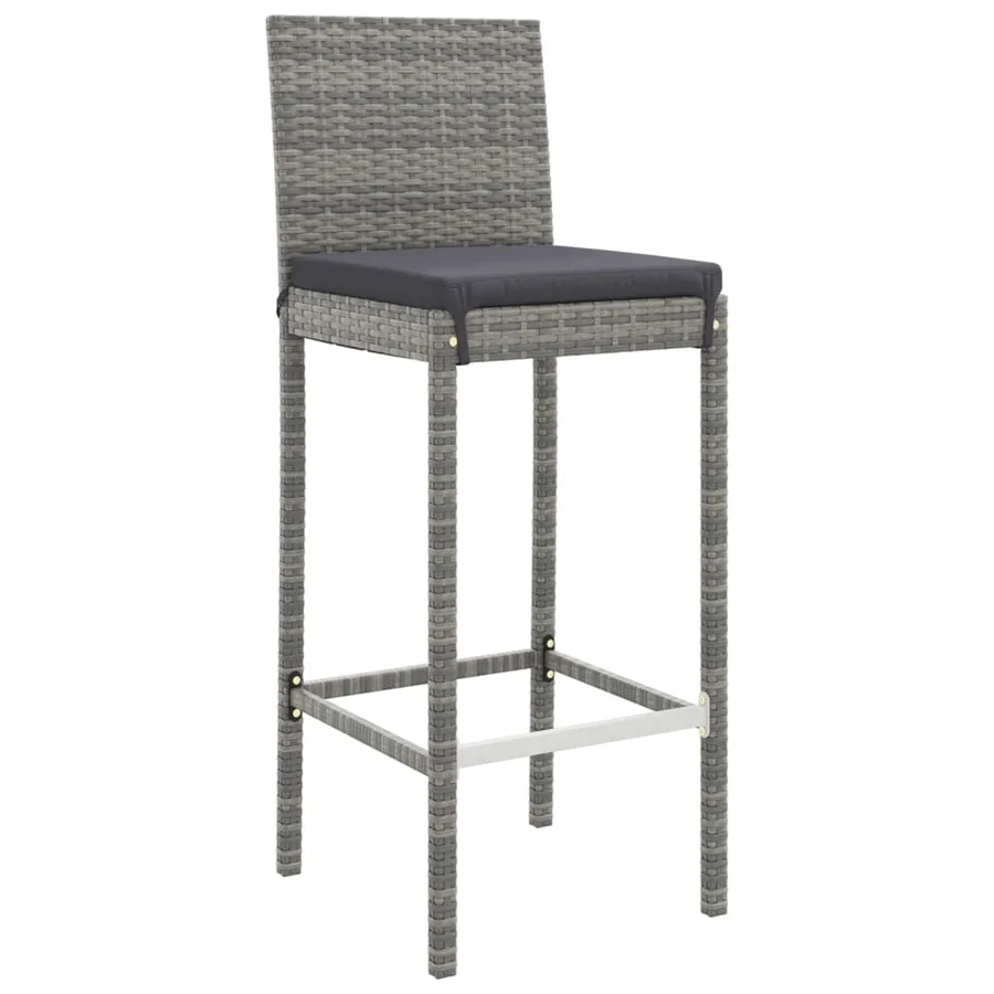 Ensemble de bar de jardin 9 pcs avec coussins gris poly rotin - 5