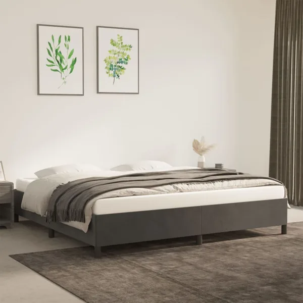 Cadre de lit sans matelas gris foncé 200x200 cm velours