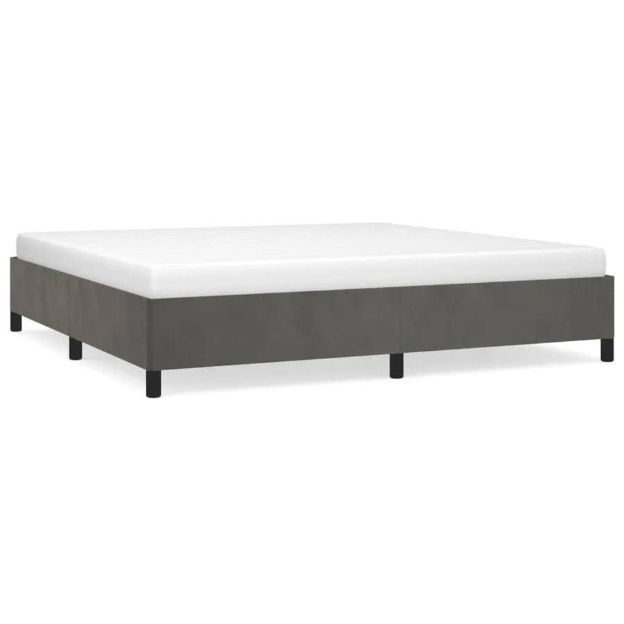 Cadre de lit sans matelas gris foncé 200x200 cm velours - 2