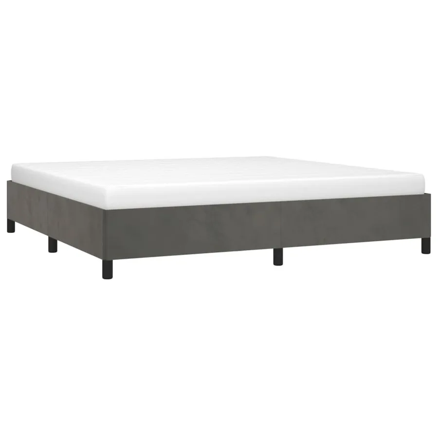 Cadre de lit sans matelas gris foncé 200x200 cm velours - 3