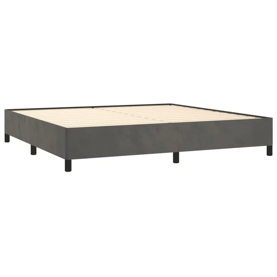 Cadre de lit sans matelas gris foncé 200x200 cm velours - 4