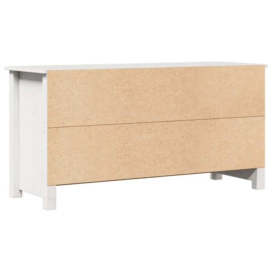 Meuble TV Blanc 103x36,5x52 cm Bois de pin massif - 7