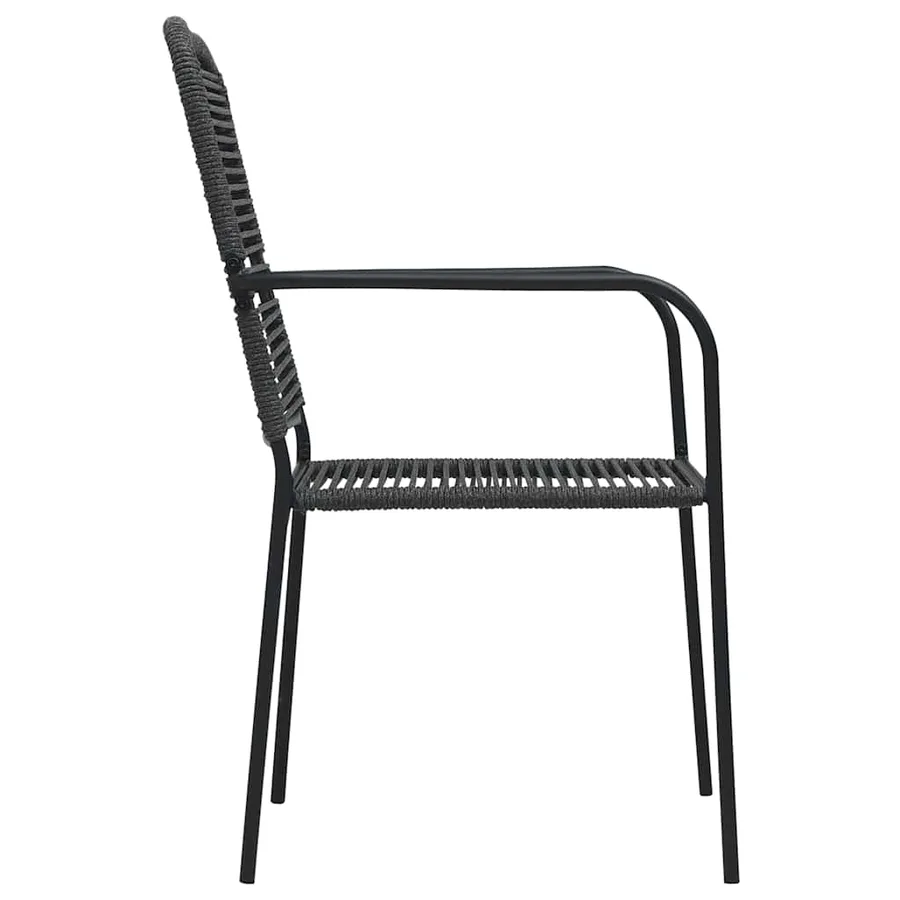 Mobilier à dîner d'extérieur 7 pcs Corde en coton et acier Noir - 7