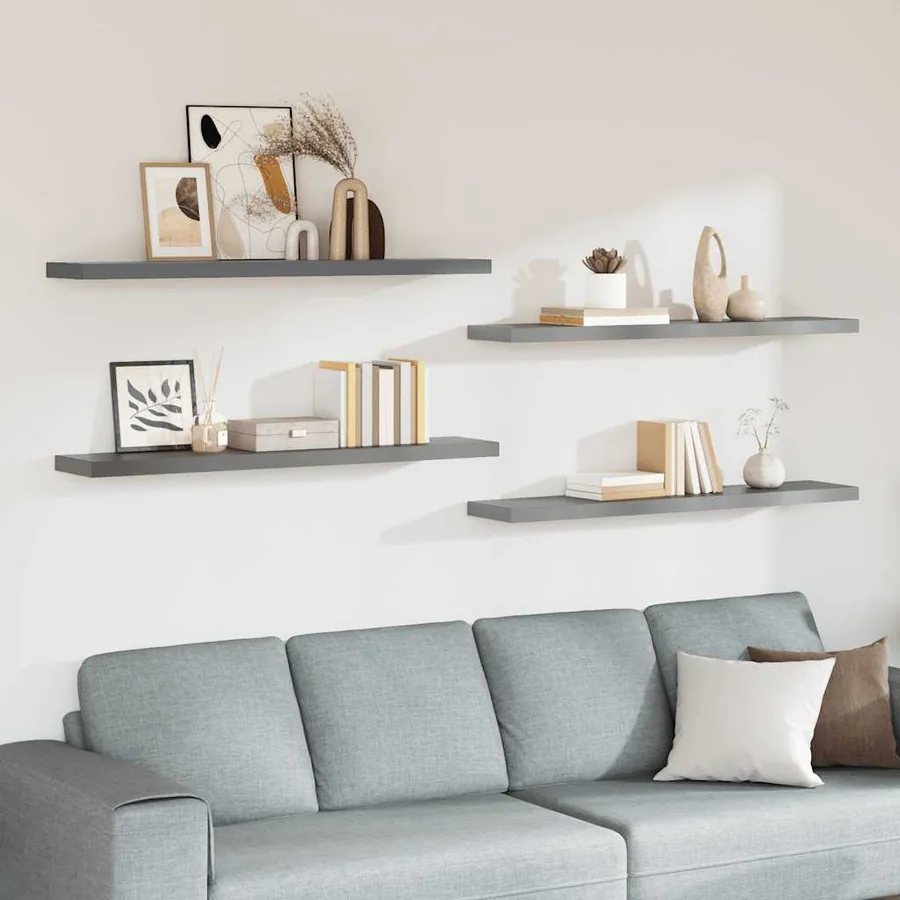 Étagères murales flottantes 4 pcs gris 120x23,5x3,8 cm MDF