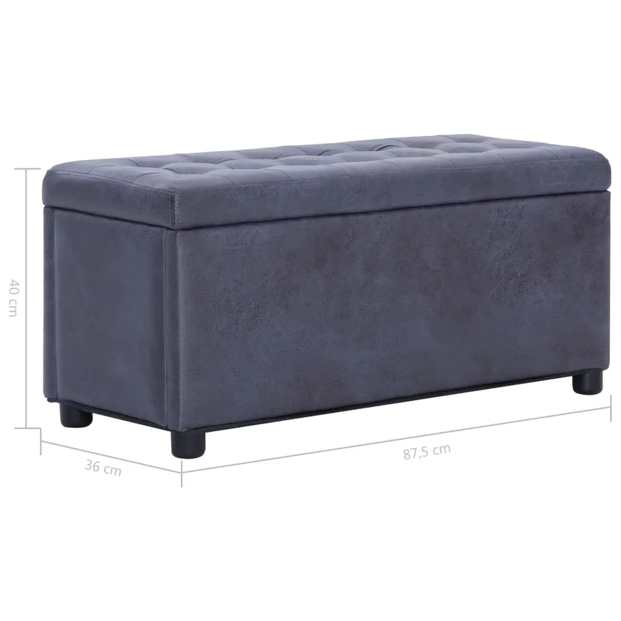 Pouf de rangement 87,5 cm Gris Similicuir daim - 6
