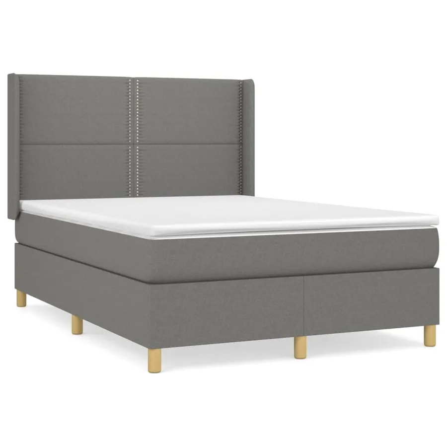 Sommier à lattes de lit avec matelas Gris foncé 140x190cm Tissu - 2