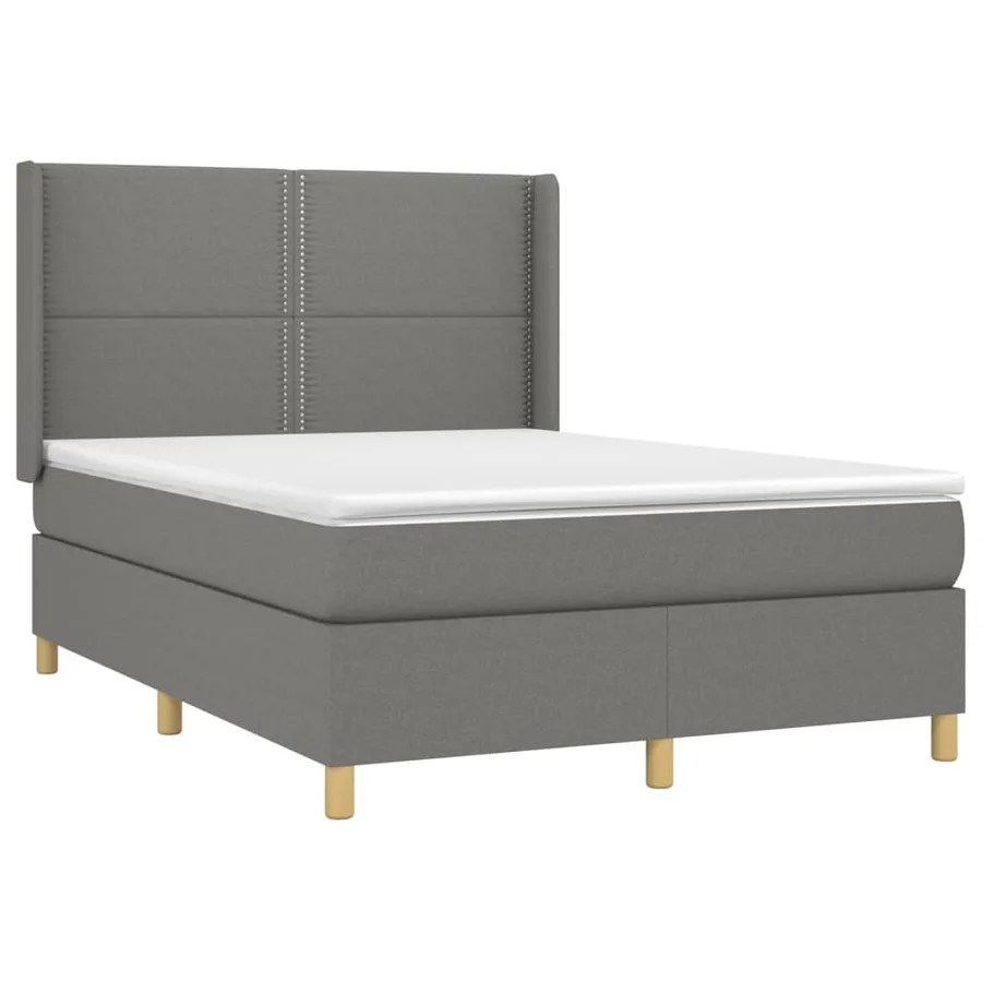 Sommier à lattes de lit avec matelas Gris foncé 140x190cm Tissu - 3