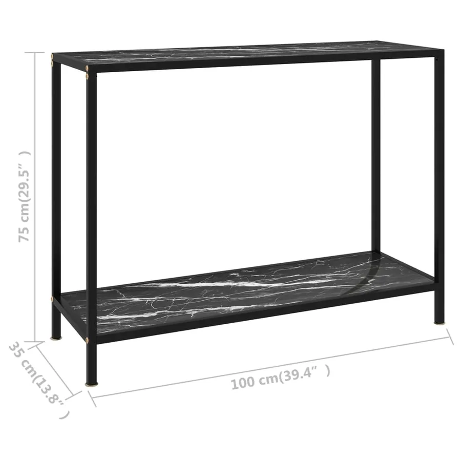 Table console Noir 100x35x75 cm Verre trempé - 6