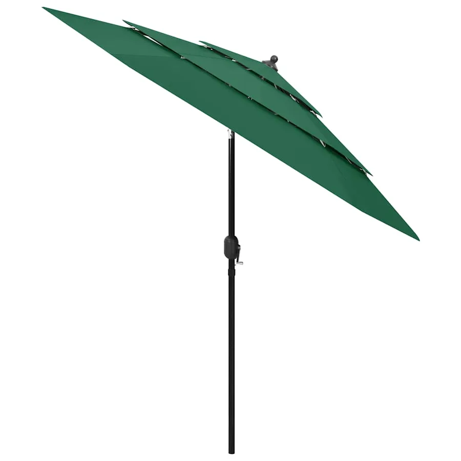 Parasol de jardin à 3 niveaux avec mât en aluminium vert 2,5 m - 2