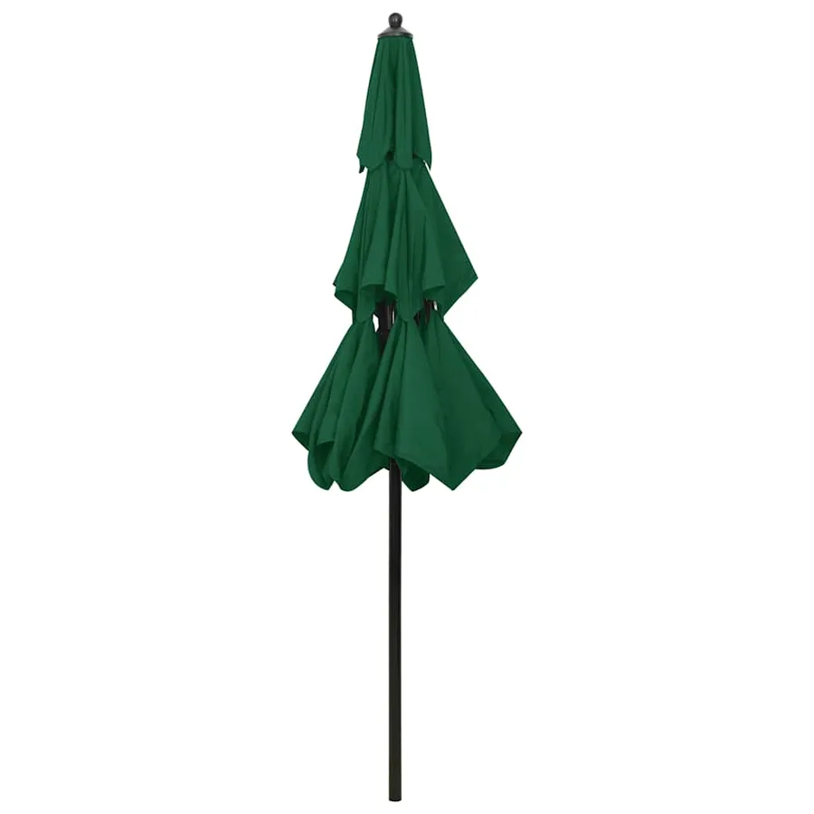 Parasol de jardin à 3 niveaux avec mât en aluminium vert 2,5 m - 4