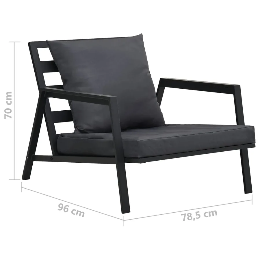 Salon de jardin 5 pcs avec coussins Aluminium Gris foncé - 14