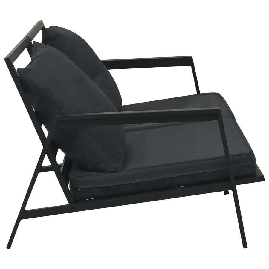 Salon de jardin 5 pcs avec coussins Aluminium Gris foncé - 4