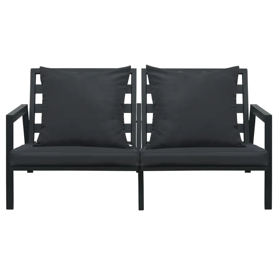 Salon de jardin 5 pcs avec coussins Aluminium Gris foncé - 5