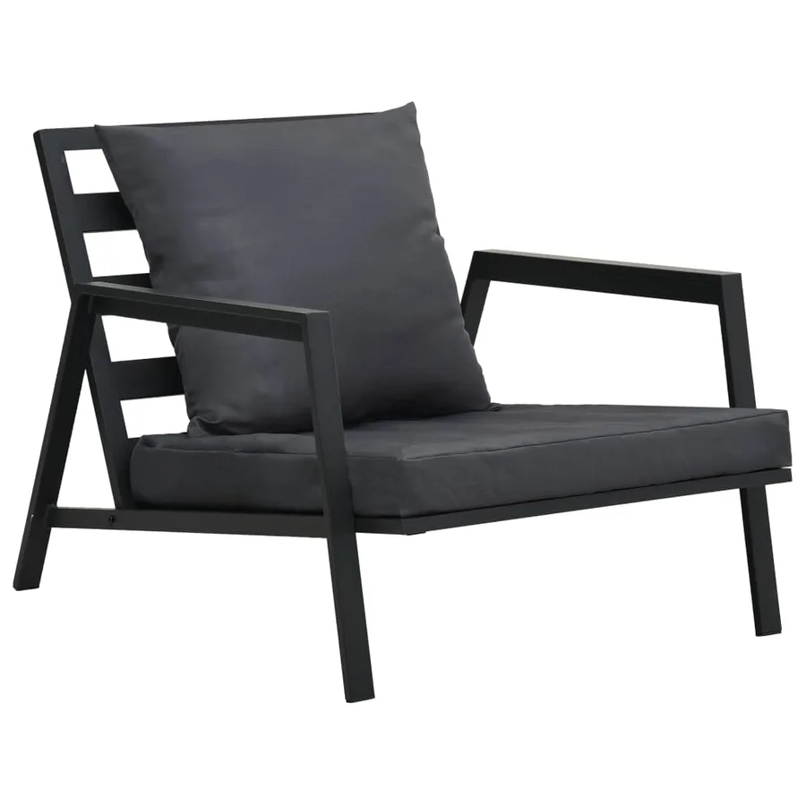 Salon de jardin 5 pcs avec coussins Aluminium Gris foncé - 6
