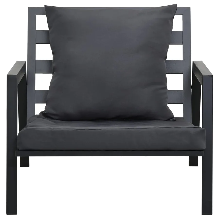 Salon de jardin 5 pcs avec coussins Aluminium Gris foncé - 9