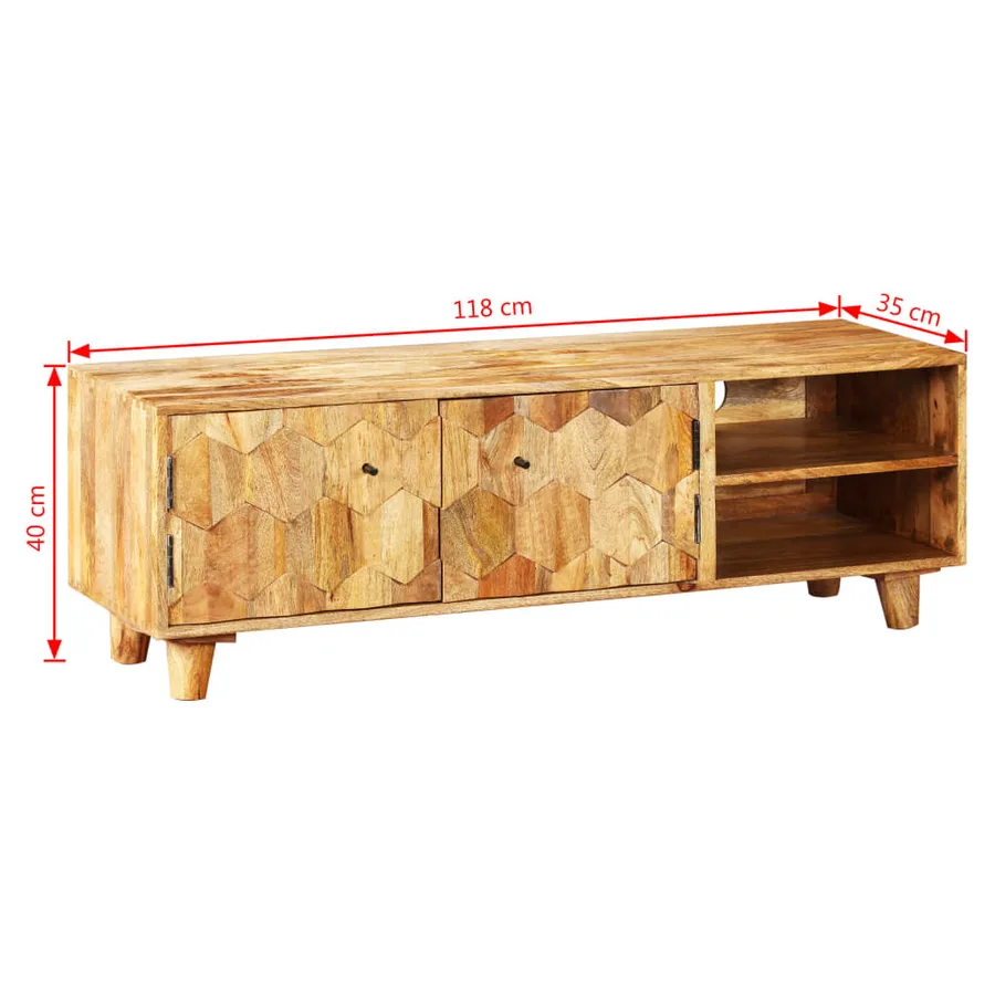 Meuble TV Bois massif de manguier 118 x 35 x 40 cm - 8