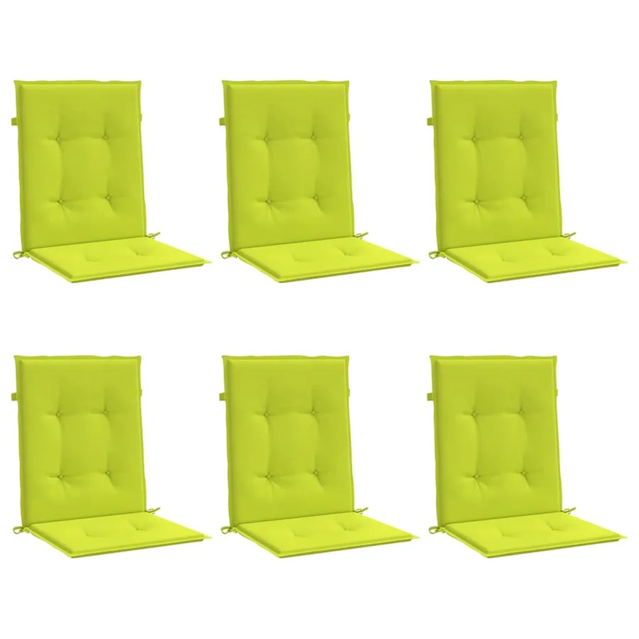 Coussins de chaise de jardin à dossier bas lot de 6 vert vif - 3