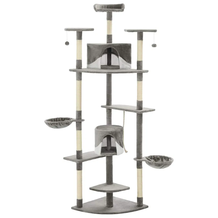 Arbre à chat avec griffoirs en sisal 203 cm Gris et Blanc - 2