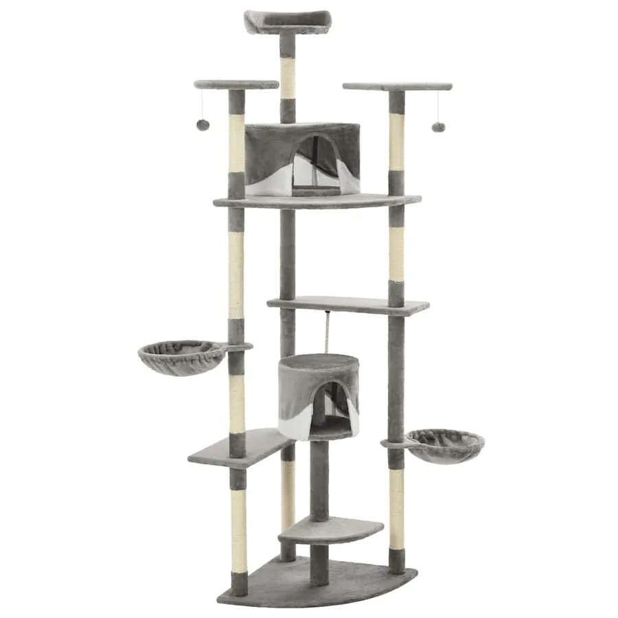 Arbre à chat avec griffoirs en sisal 203 cm Gris et Blanc - 3