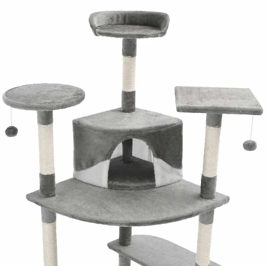 Arbre à chat avec griffoirs en sisal 203 cm Gris et Blanc - 4