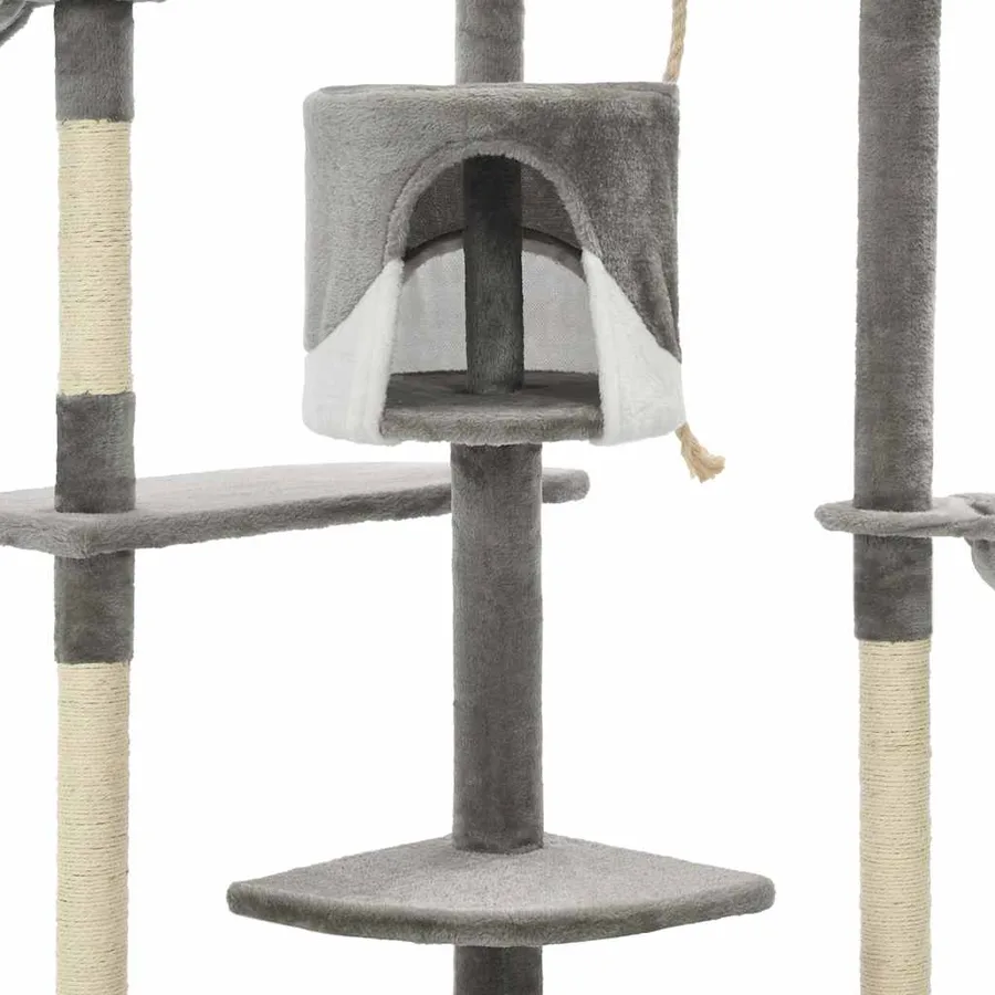 Arbre à chat avec griffoirs en sisal 203 cm Gris et Blanc - 5