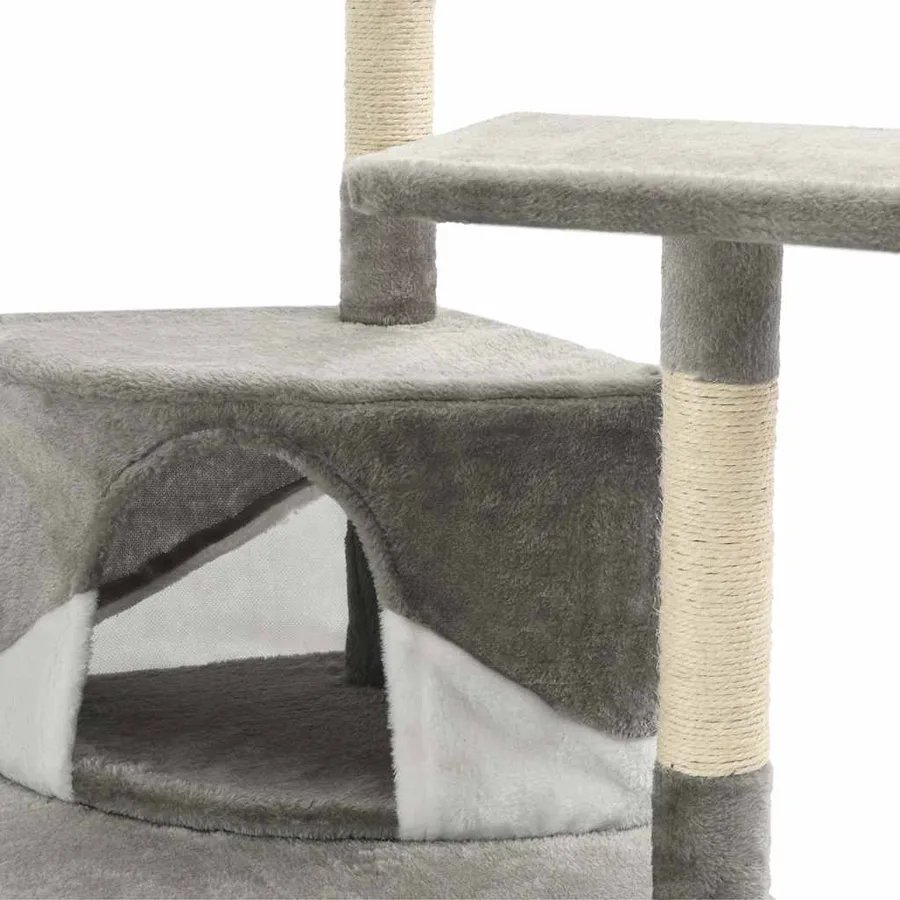 Arbre à chat avec griffoirs en sisal 203 cm Gris et Blanc - 6