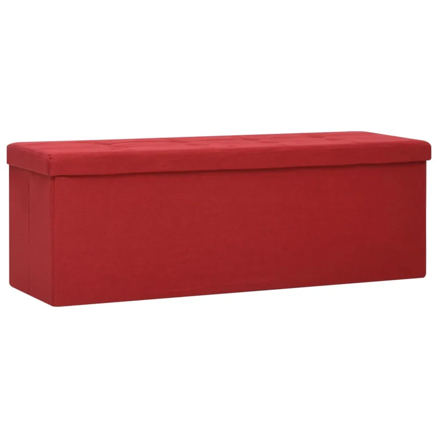 Banc de rangement pliable Rouge bordeaux Faux lin - 2