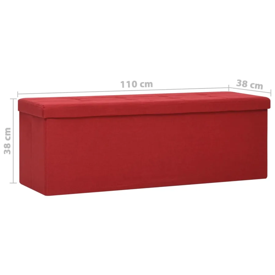 Banc de rangement pliable Rouge bordeaux Faux lin - 8