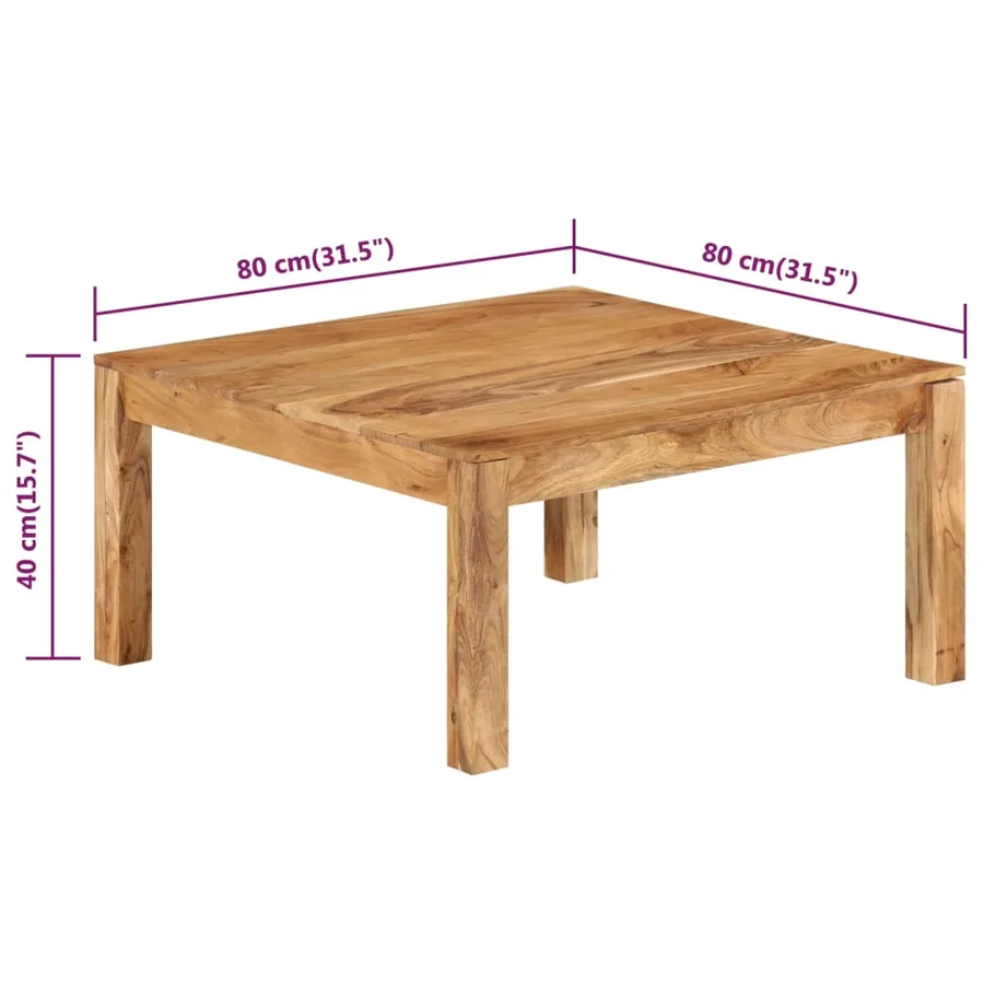 Table basse 80x80x40 cm Bois d'acacia massif - 7